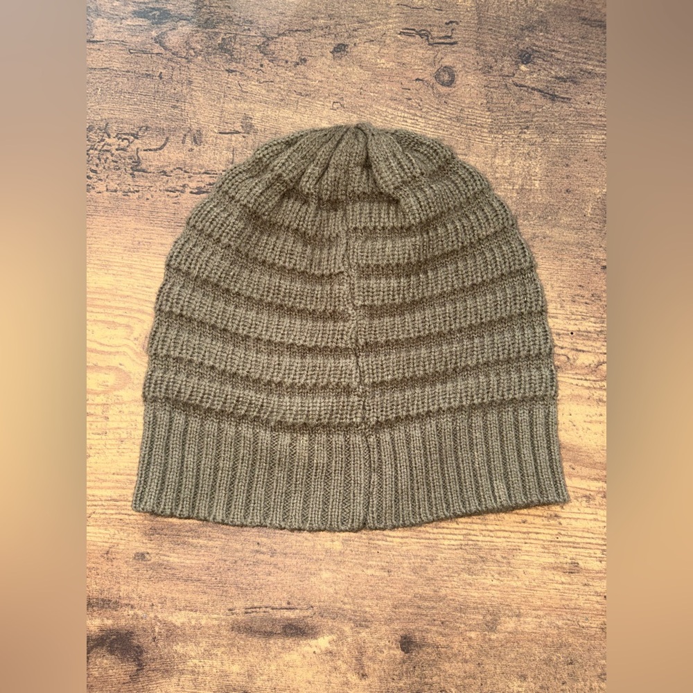 Cole Haan Olive Ribbed Knit Beanie - Picture 2 of 3